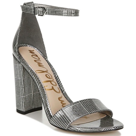 Sam Edelman Yaro Pewter Plaid Heels 